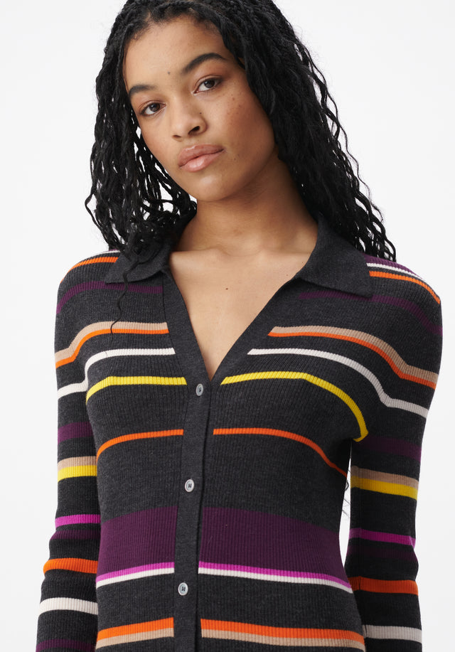 Cardigan Kalliani multicolor stripes on knit - black - Stripes with sophistication. With a comfortable handfeel, Cardigan Kalliani is... - 4/5