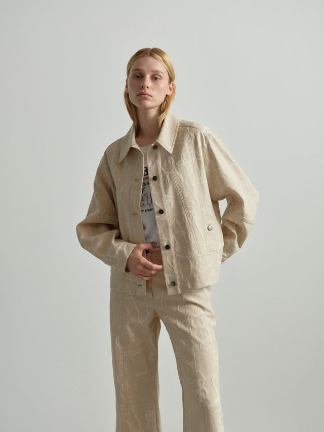 Jacket Jacek lalagram jacquard sesame - Drawing inspiration from the iconic work jackets of the seventies,...
