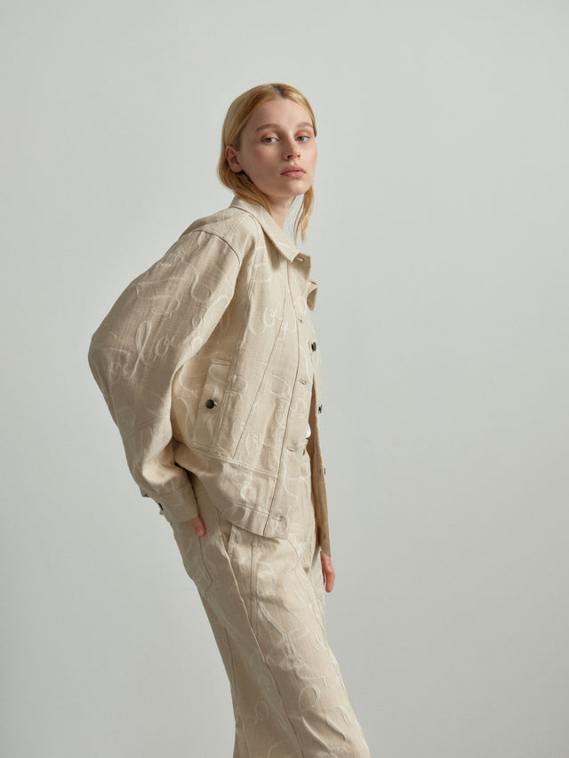 Jacket Jacek lalagram jacquard sesame - Drawing inspiration from the iconic work jackets of the seventies,... - 2/3