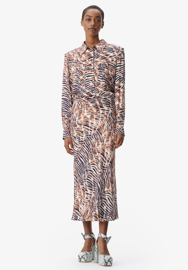 Skirt Sasa zebra shibori - We've adorned a feminine satin viscose skirt with our gorgeous... - 1/5