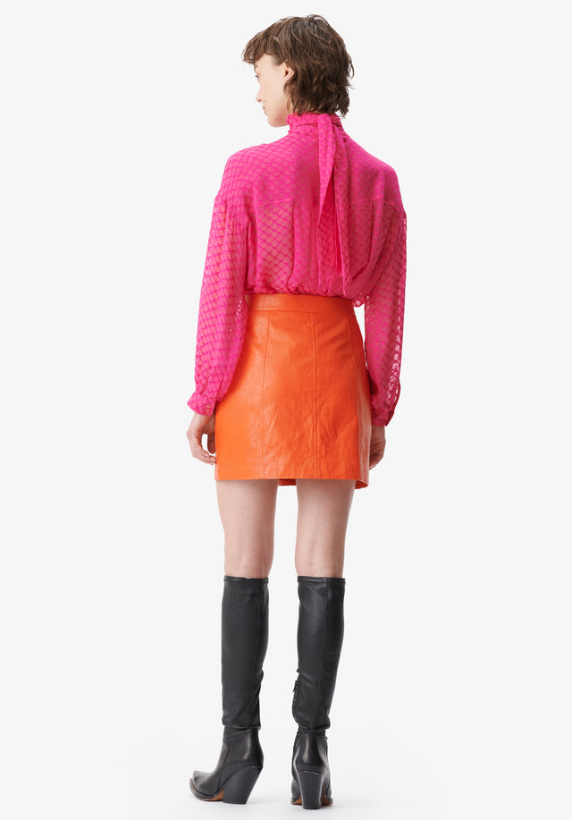 Skirt Skyla paprika - The color pops! An orange leather miniskirt with a sexy... - 3/5