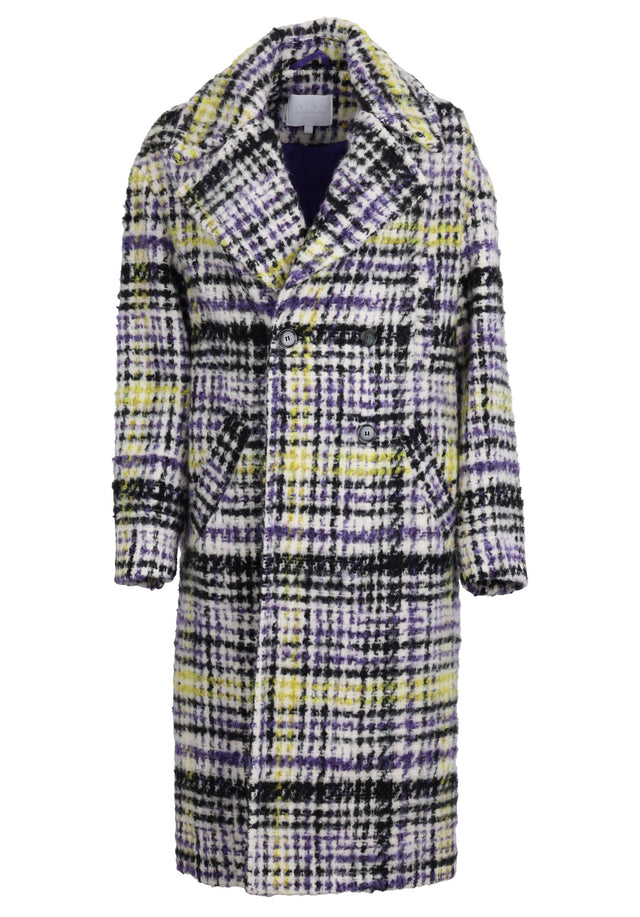 Pre-loved Coat Caio - S Boiled Purple Check - An oversized wool-blend coat featuring a check pattern in vibrant... - 1/1