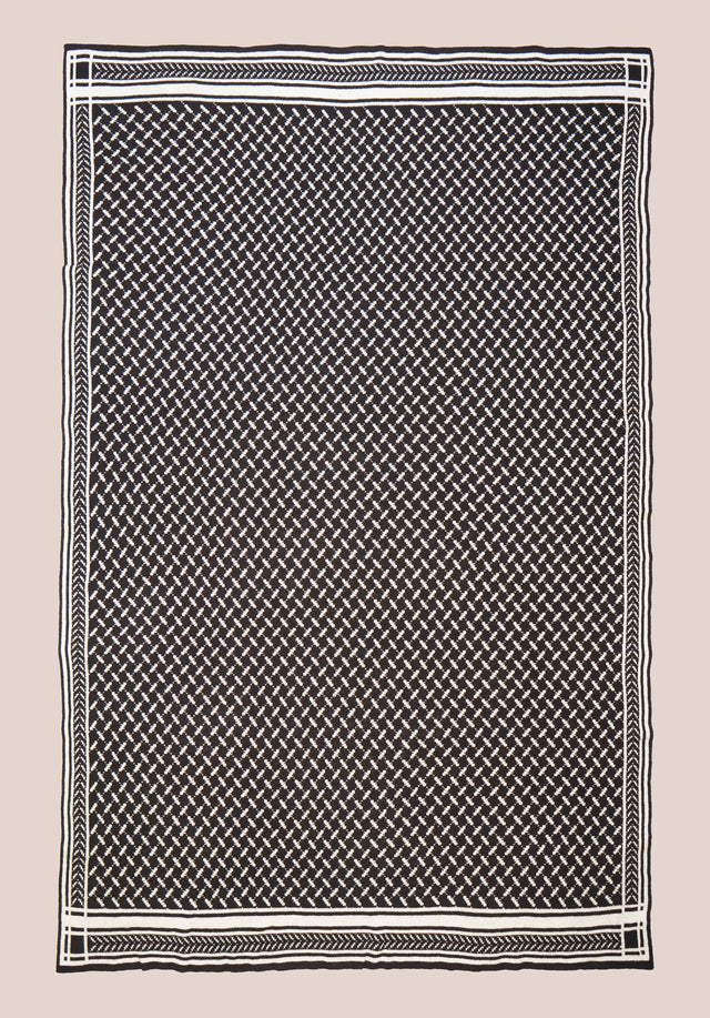 Blanket Trinity Classic Nero Alabastro - Eine weiche und luxuriöse Kaschmirdecke mit einem Jaquard-Muster in Schwarzweiß. - 8/11