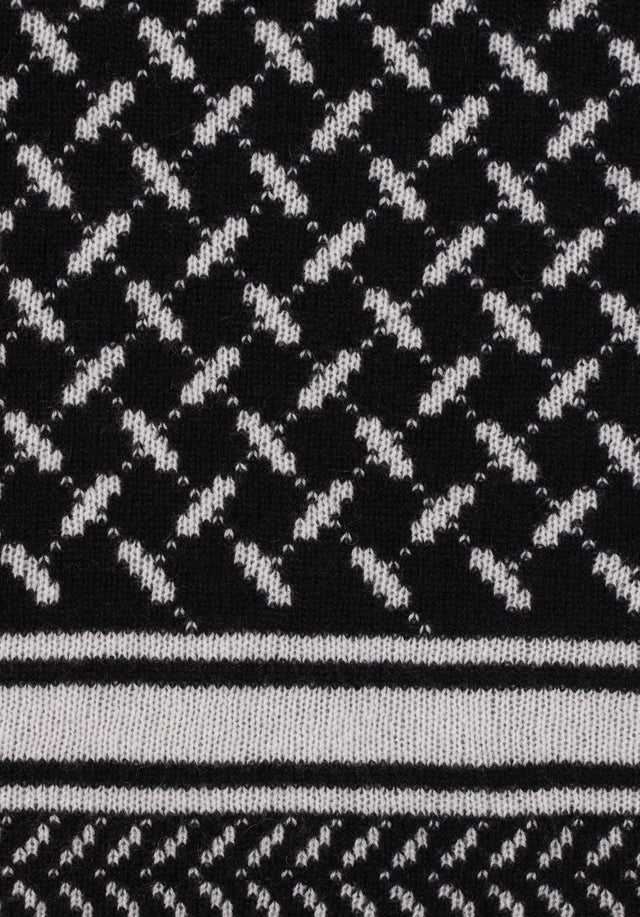Blanket Trinity Classic Nero Alabastro - Eine weiche und luxuriöse Kaschmirdecke mit einem Jaquard-Muster in Schwarzweiß. - 9/11
