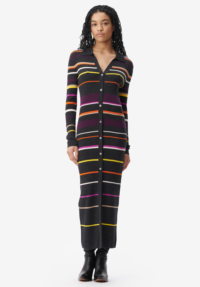 Cardigan Kalliani multicolor stripes on knit - black - Stripes with sophistication. With a comfortable handfeel, Cardigan Kalliani is... - 1/5