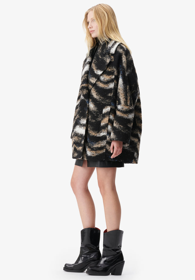 Coat Olly big zebra black - This oversized jacquard coat is made from brushed wool and... - 2/5