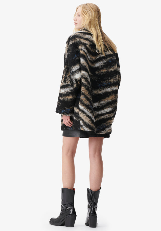 Coat Olly big zebra black - This oversized jacquard coat is made from brushed wool and... - 3/5
