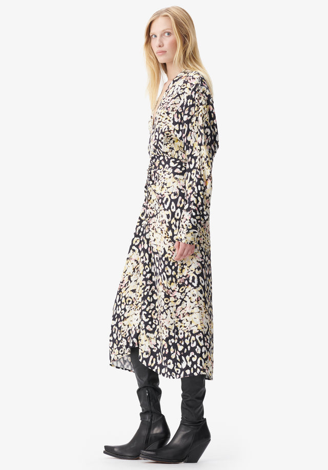 Dress Diala floral leo - Ein fließendes Viskose-Jacquard-Design wird durch einen lebendigen Leo-Print sowie gelbe... - 2/6