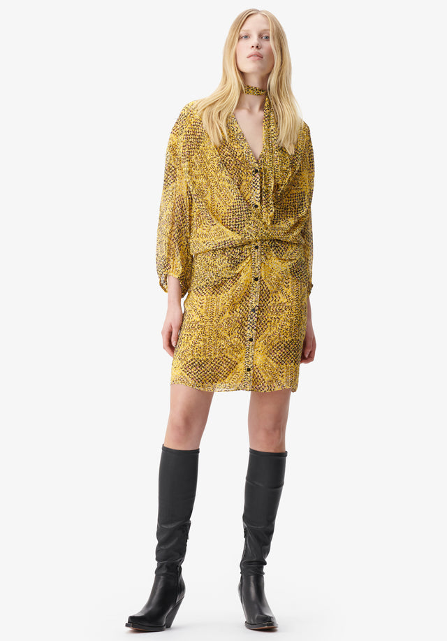 Dress Drina heritage star yellow - Our heritage print for Fall/Winter 23 is inspired by symmetrical... - 1/6