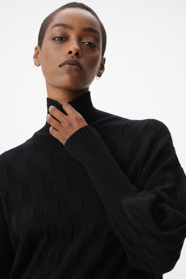 Jumper Kaito black - You will love this honeycomb-patterned wool and cashmere jumper this... - 4/7