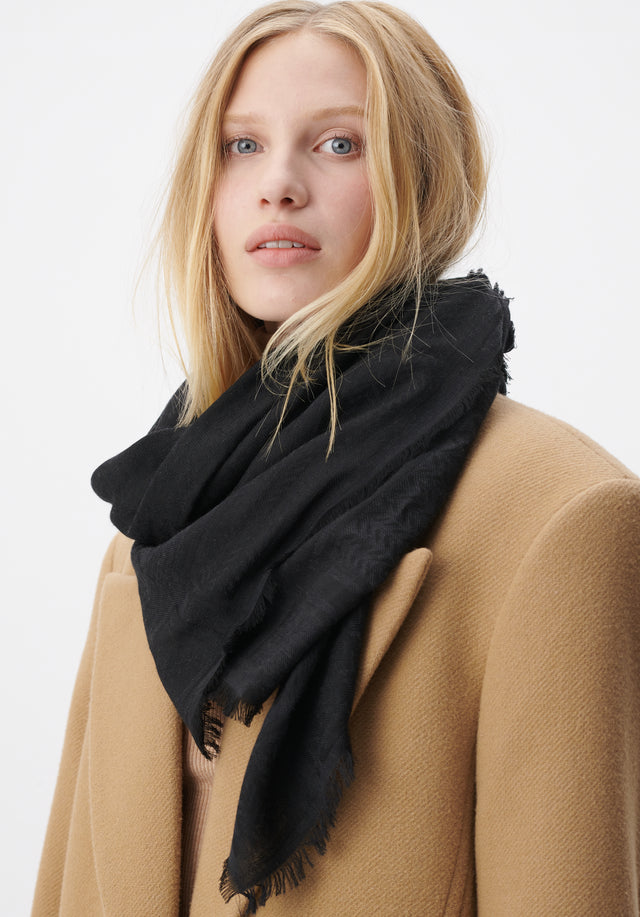 Scarf Aeryn heritage black - Very light and comfortable. With a subtle jacquard pattern and... - 1/3