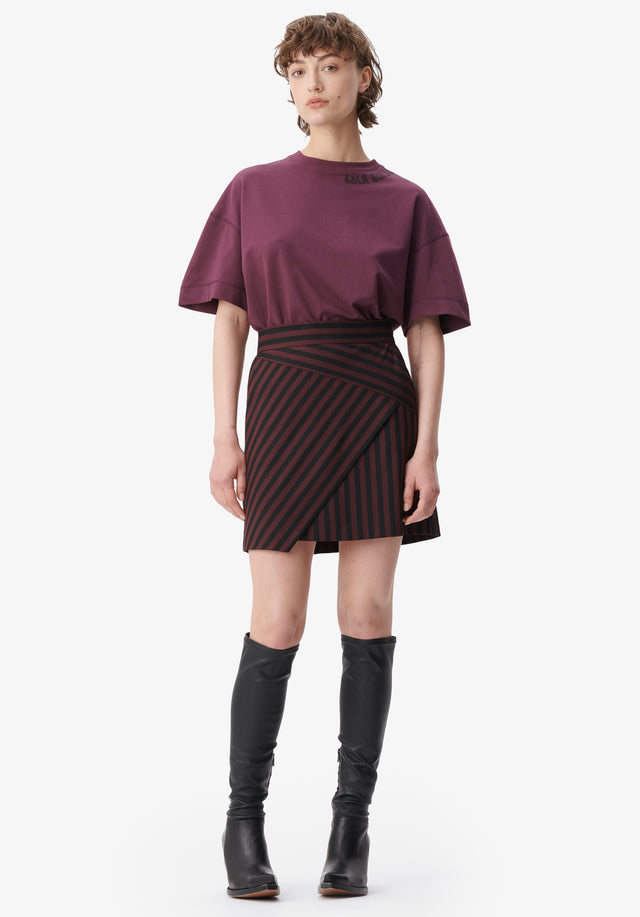 Skirt Saki stripe fudge - This stunning mini skirt features a wide stripe pattern enhanced... - 1/5