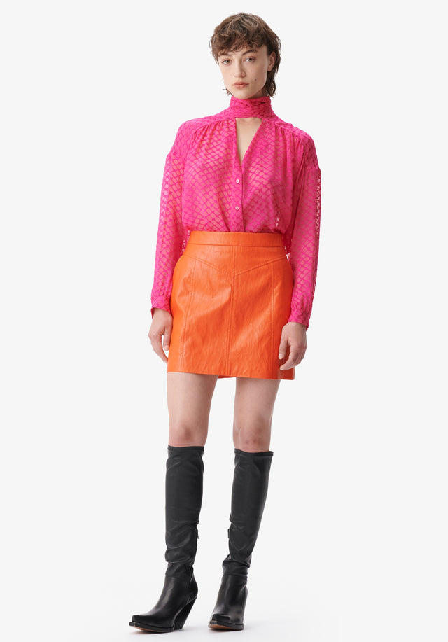 Skirt Skyla paprika - The color pops! An orange leather miniskirt with a sexy...

