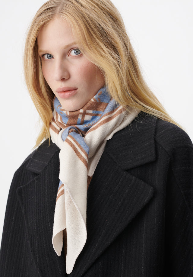 Triangle Trinity Double Heritage double heritage cloud - This luxuriously soft, triangle-shaped cashmere scarf features a print in... - 1/3