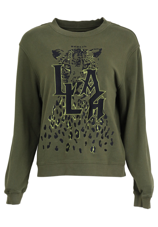 Pre-loved Sweatshirt Irya Leo - L Olive Night - This very feminine, fitted sweatshirt is made of the softest...
