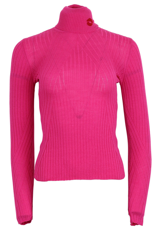 Pre-loved Jumper Becky - XS Shocking Pink - An elegant turtleneck jumper in shocking pink made of soft... - 1/1