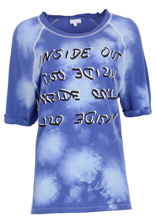 Pre-loved T-Shirt Inbar Inside Out - XS Blue Splash - A deep blue boyfriend shirt made of 100% cotton, featuring...
