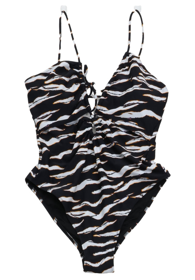 Pre-loved Swimsuit Arka - M dark zebra wave - This zebra is sexy. Arka is a beautiful swimsuit featuring...
