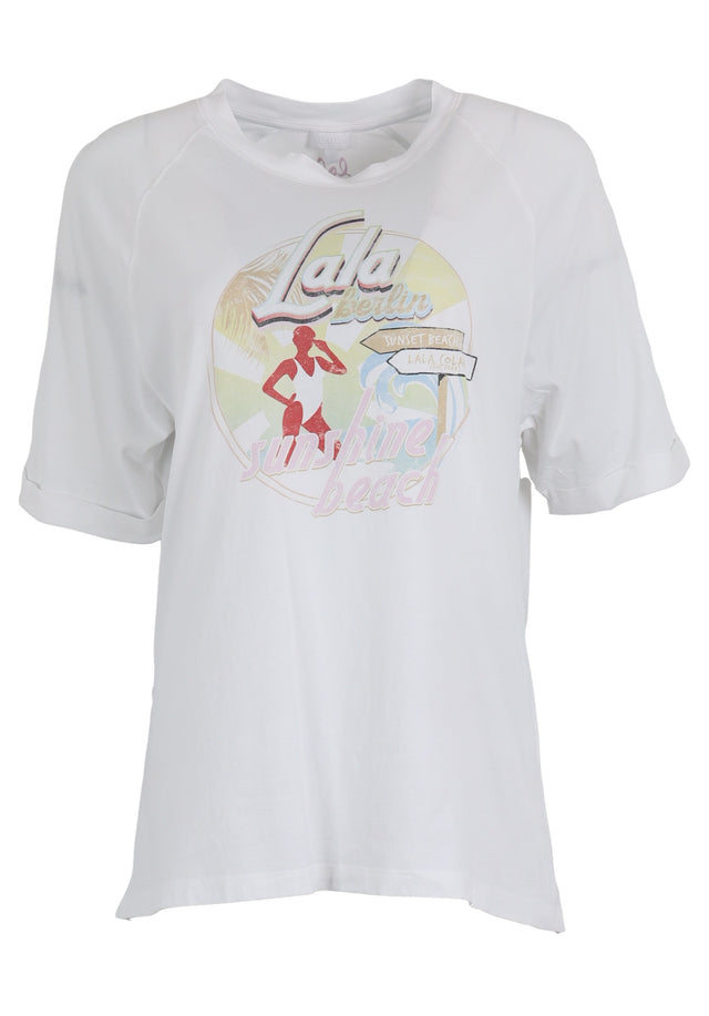 Pre-loved T-Shirt Ingar - S White - A relaxed, crisp white cotton t-shirt. We added some color...
