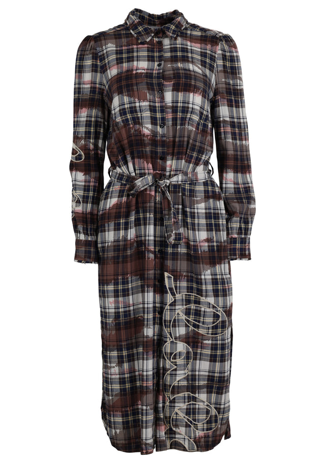 Pre-loved Dress Delvin - L tiger on check - This shirt dress has a feminine look with a modern...

