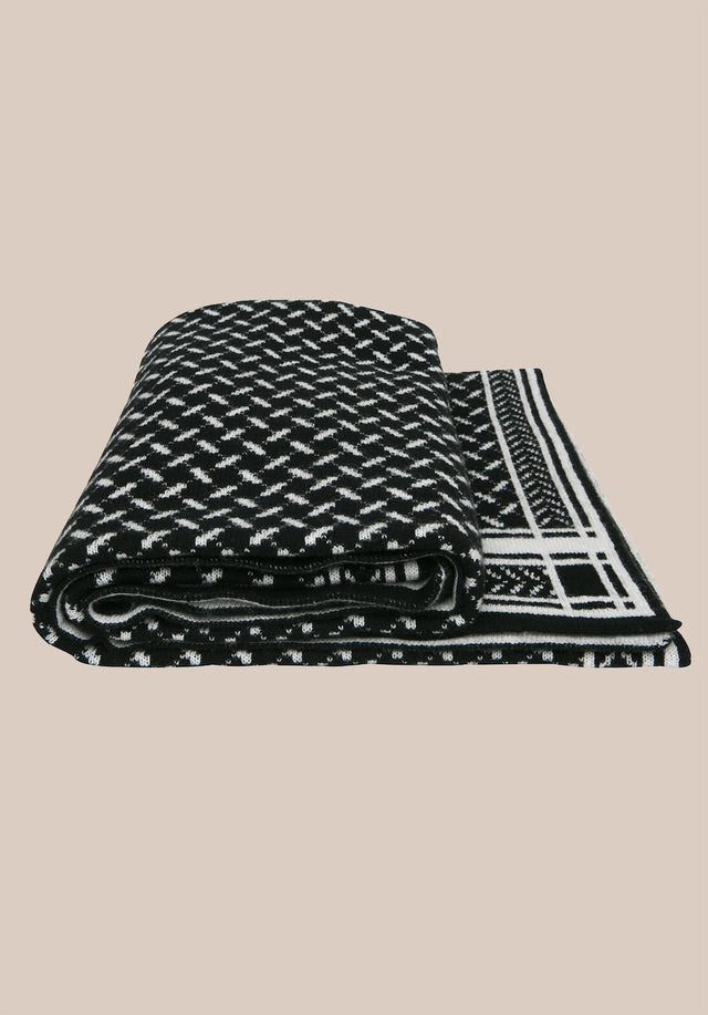 Blanket Trinity Classic Nero Alabastro - Eine weiche und luxuriöse Kaschmirdecke mit einem Jaquard-Muster in Schwarzweiß. - 10/11