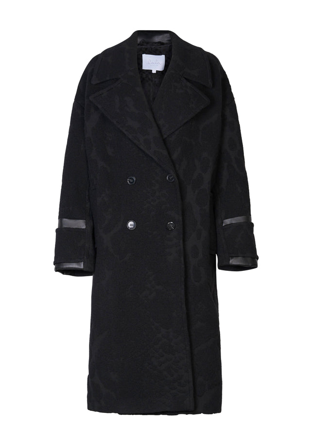 Coat Oskar black - A soft wool jersey coat with a relief surface, Oskar... - 8/8