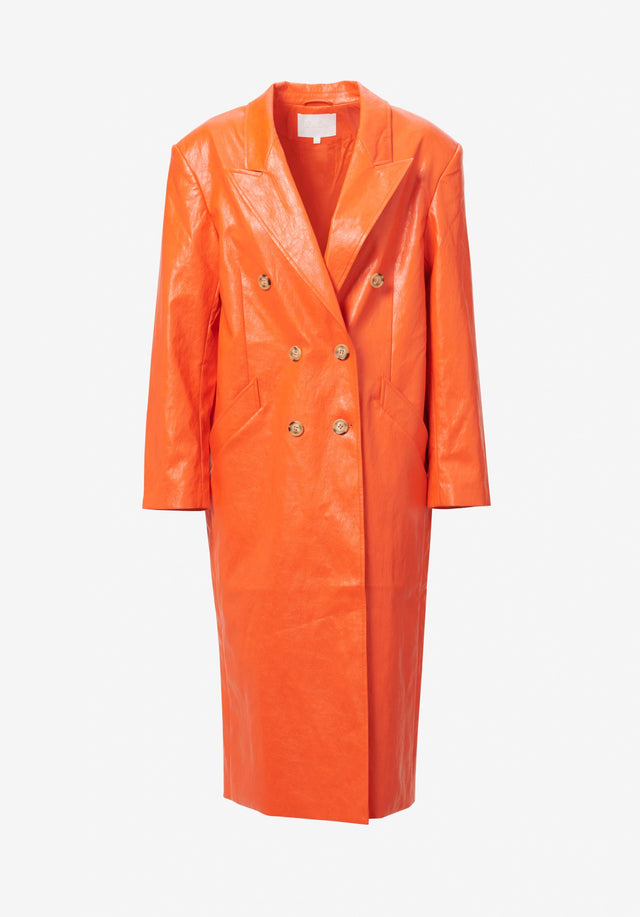 Coat Odith paprika - The showstopper! Featuring a monochromatic orange leather coat made from... - 6/6