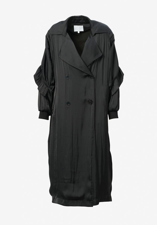 Coat Olaya black - It is a trench coat made of black satin that... - 7/7