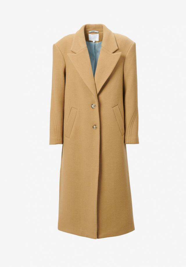 Coat Orely toffee - This modern camel wintercoat features a pale blue lining for...
