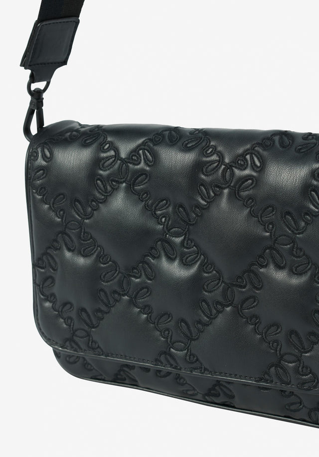 Shoulderbag Mauvi lalagram black - An artful lala Berlin monogram is embroidered on the quilted... - 3/6