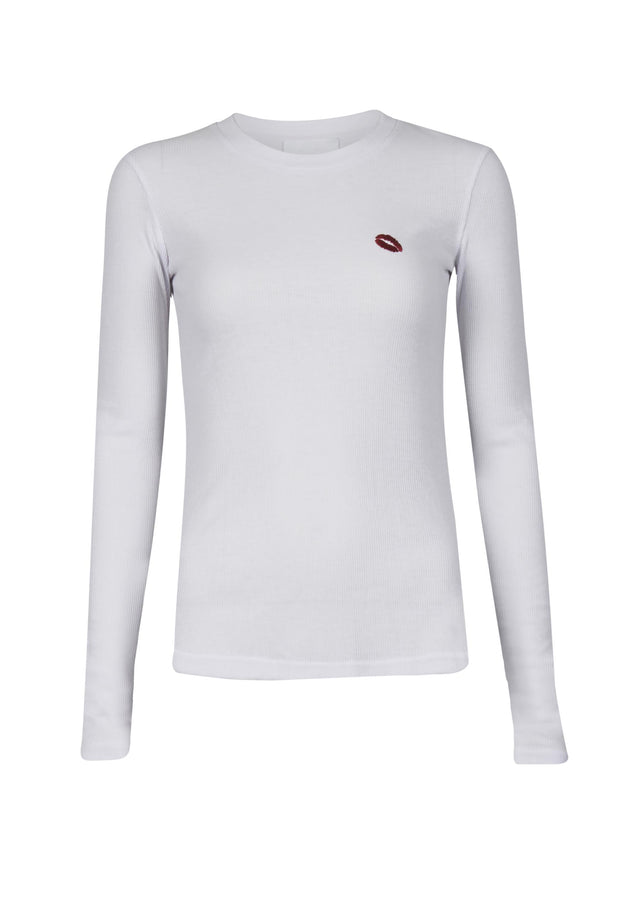 Longsleeve Wasim White - A fitted longsleeve in crisp white with a red kiss... - 4/4