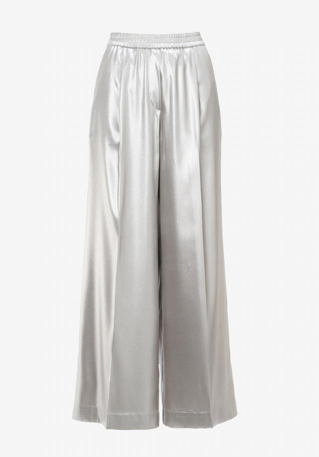 Pants Perilla silver gloss - Elegant, yet rock and glamour, these wide leg pants have...
