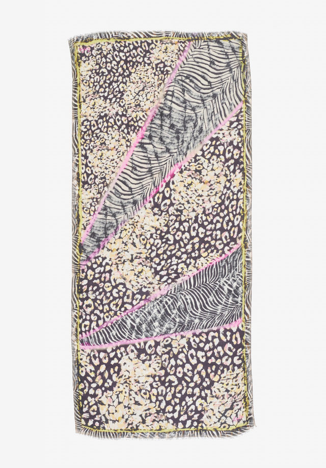 Scarf Abix animal patchwork - Featuring a patchwork animal print with pops of pink and... - 4/4
