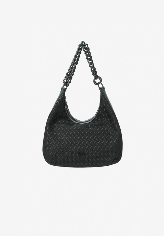 Shoulderbag Marta heritage suede black - An elegant double chain shoulderbag in soft vegan suede offers... - 6/6