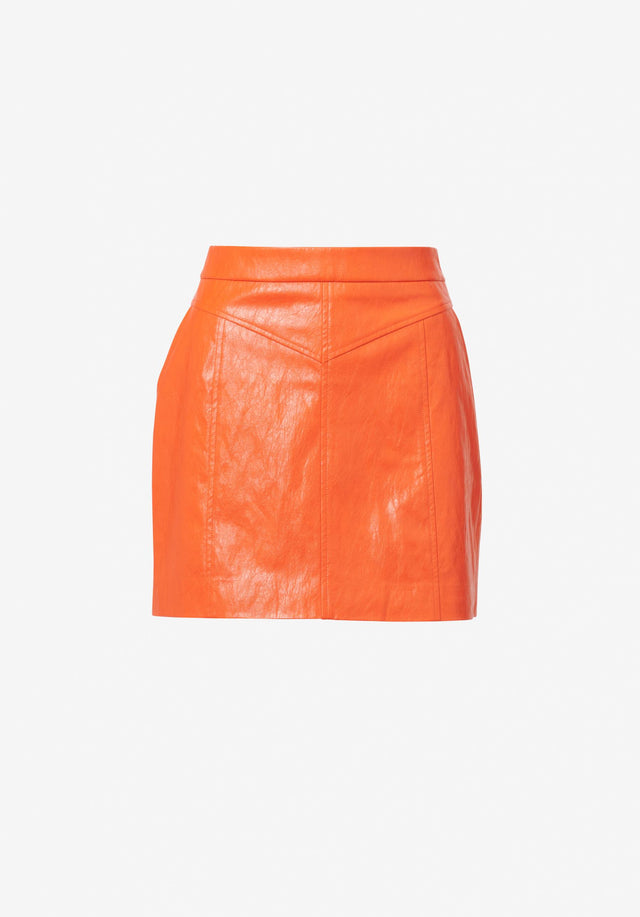 Skirt Skyla paprika - The color pops! An orange leather miniskirt with a sexy... - 5/5
