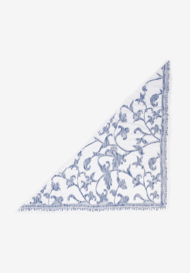 Triangle Alvid flower fountain blue - A soft triangle scarf made of light cotton, trimmed with...

