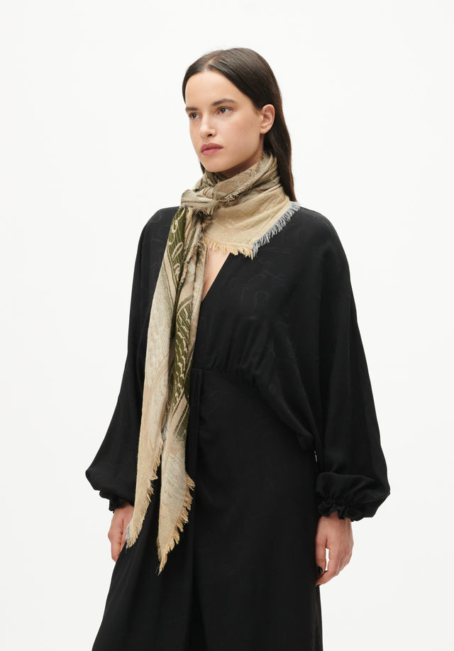 Scarf Amalin brown olive - Designed with a buzzing pattern and our lala monogram, this...
