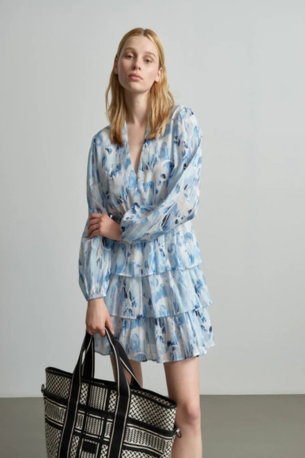 Dress Danuta - cotton - floral fountain blue - alternative