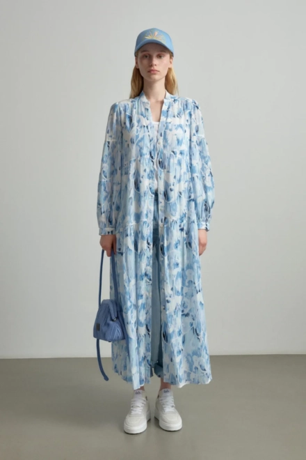 Dress Dinella - cotton - floral fountain blue